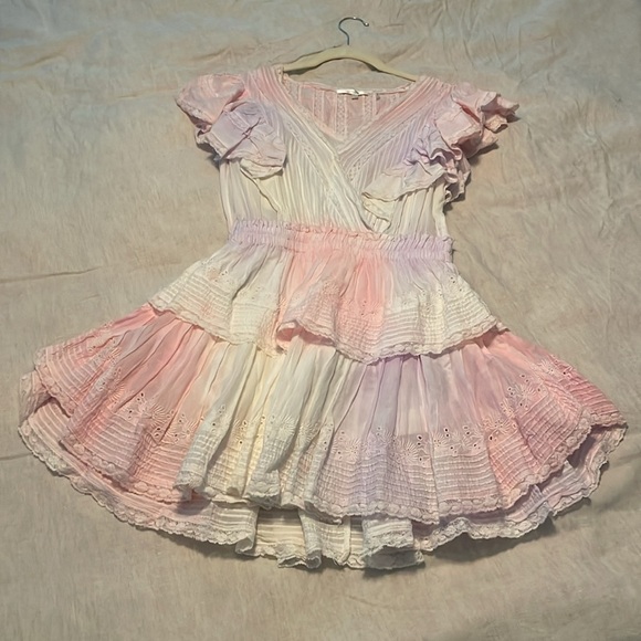 LoveShackFancy Gwen Ruffled Sleeve Tie Dye Mini Dress - Picture 4 of 6